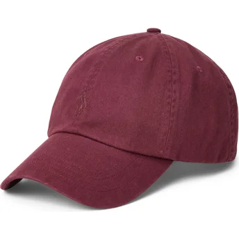 Boné curvo grená ajustável com logo grená Cotton Chino Classic Sport da Polo Ralph Lauren