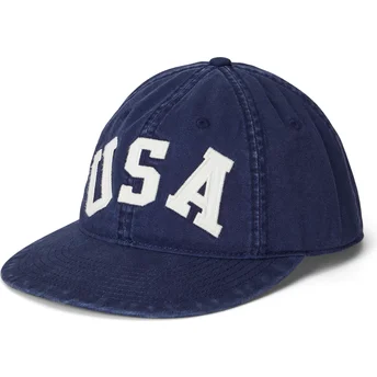 Boné plano azul marinho ajustável USA Appliqued Twill da Polo Ralph Lauren