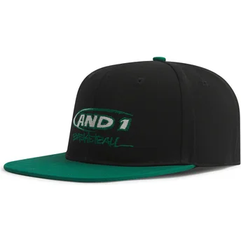 Boné plano preto e verde snapback Graffiti Logo da AND1