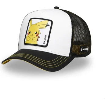 Boné trucker branco e preto Pikachu PKM6 ELE Pokémon da Capslab