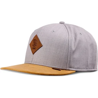 Boné plano cinza e castanho snapback Linen 2015 da Djinns