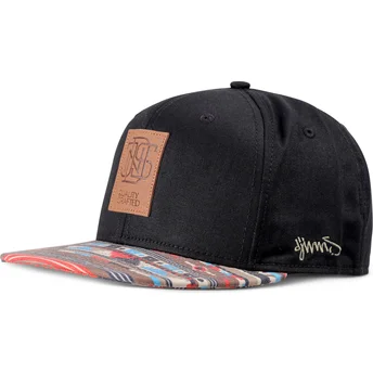 Boné plano preto e multicolor snapback Aztek da Djinns