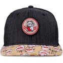 bone-plano-preto-e-multicolor-snapback-para-crianca-lucky-cat-linen-rev-da-djinns