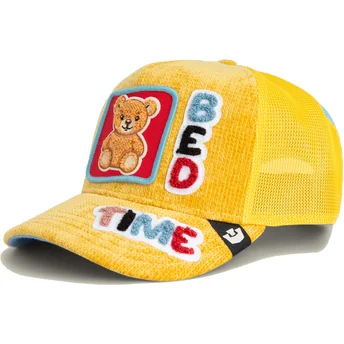 Boné trucker amarelo e azul urso Bed Time Duvet All Det Happy Thoughts The Farm da Goorin Bros.