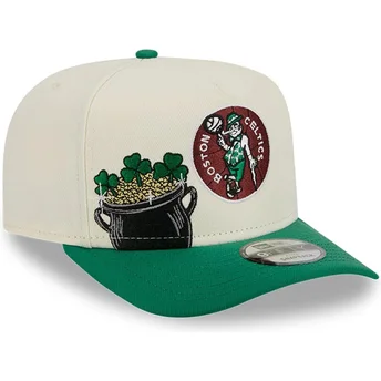 Boné curvo bege e verde snapback 9FIFTY A Frame Precurved Hardwood Classics da Boston Celtics NBA da New Era