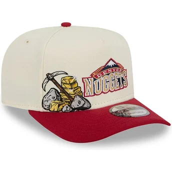 Boné curvo bege e vermelho snapback 9FIFTY A Frame Precurved Hardwood Classics da Denver Nuggets NBA da New Era