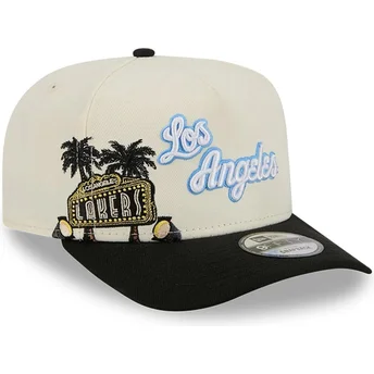 Boné curvo bege e preto snapback 9FIFTY A Frame Precurved Hardwood Classics da Los Angeles Lakers NBA da New Era