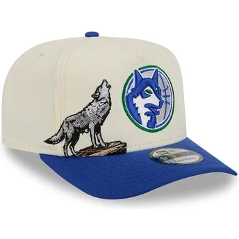 Boné curvo bege e azul snapback 9FIFTY A Frame Precurved Hardwood Classics da Minnesota Timberwolves NBA da New Era