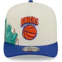 bone-curvo-bege-e-azul-snapback-9fifty-a-frame-precurved-hardwood-classics-da-new-york-knicks-nba-da-new-era