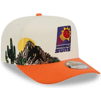 Boné curvo bege e laranja snapback 9FIFTY A Frame Precurved Hardwood Classics da Phoenix Suns NBA da New Era