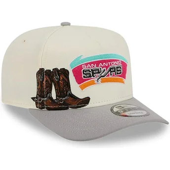 Boné curvo bege e cinza snapback 9FIFTY A Frame Precurved Hardwood Classics da San Antonio Spurs NBA da New Era