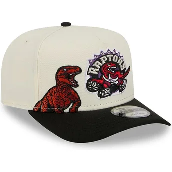 Boné curvo bege e preto snapback 9FIFTY A Frame Precurved Hardwood Classics da Toronto Raptors NBA da New Era