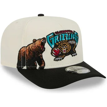 Boné curvo bege e preto snapback 9FIFTY A Frame Precurved Hardwood Classics da Vancouver Grizzlies NBA da New Era