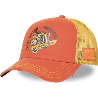 Boné trucker laranja e amarelo CREW33 da Von Dutch