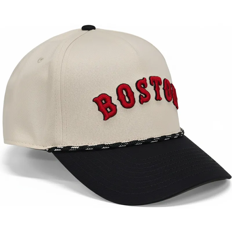 bone-curvo-bege-e-preto-snapback-rise-structured-da-boston-red-sox-mlb-da-nike