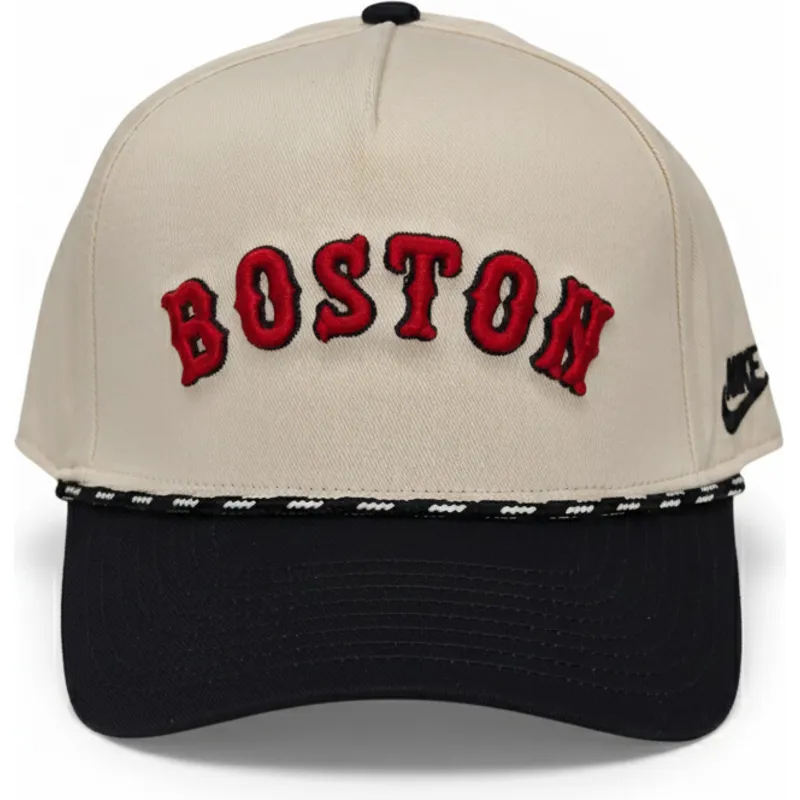 bone-curvo-bege-e-preto-snapback-rise-structured-da-boston-red-sox-mlb-da-nike