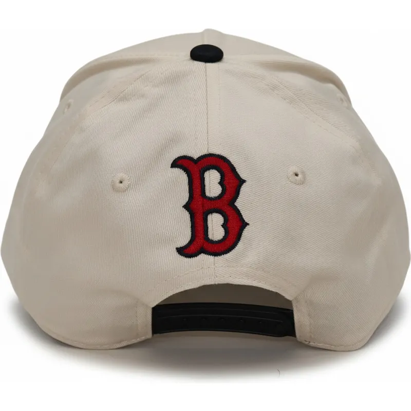 bone-curvo-bege-e-preto-snapback-rise-structured-da-boston-red-sox-mlb-da-nike