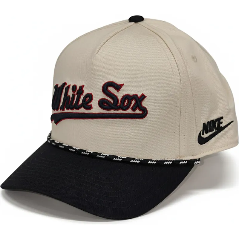 bone-curvo-bege-e-preto-snapback-rise-structured-da-chicago-white-sox-mlb-da-nike