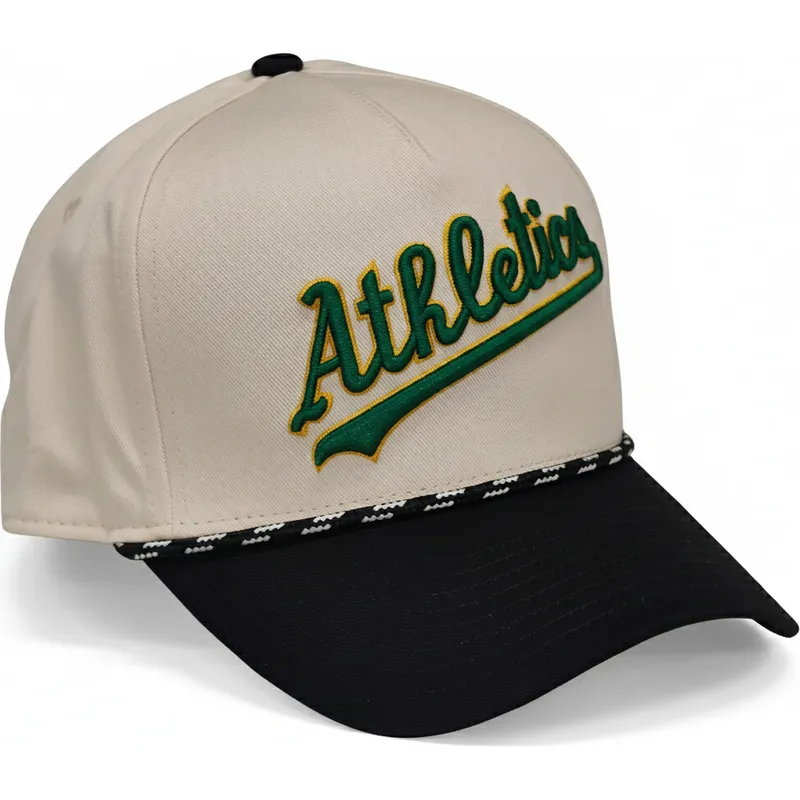 bone-curvo-bege-e-preto-snapback-rise-structured-da-oakland-athletics-mlb-da-nike