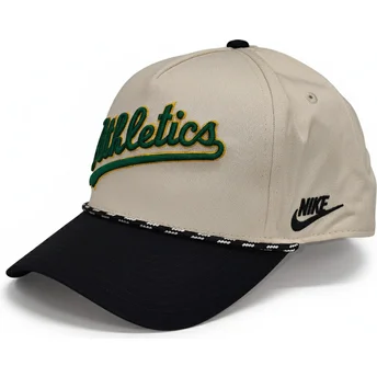 Boné curvo bege e preto snapback Rise Structured da Oakland Athletics MLB da Nike