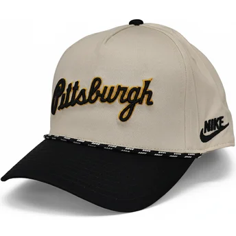 Boné curvo bege e preto snapback Rise Structured da Pittsburgh Pirates MLB da Nike