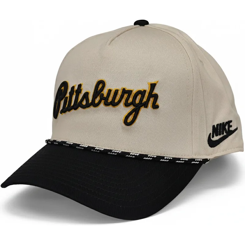 bone-curvo-bege-e-preto-snapback-rise-structured-da-pittsburgh-pirates-mlb-da-nike