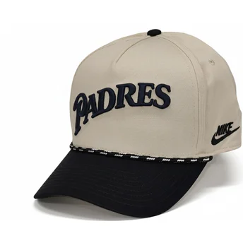 Boné curvo bege e preto snapback Rise Structured da San Diego Padres MLB da Nike