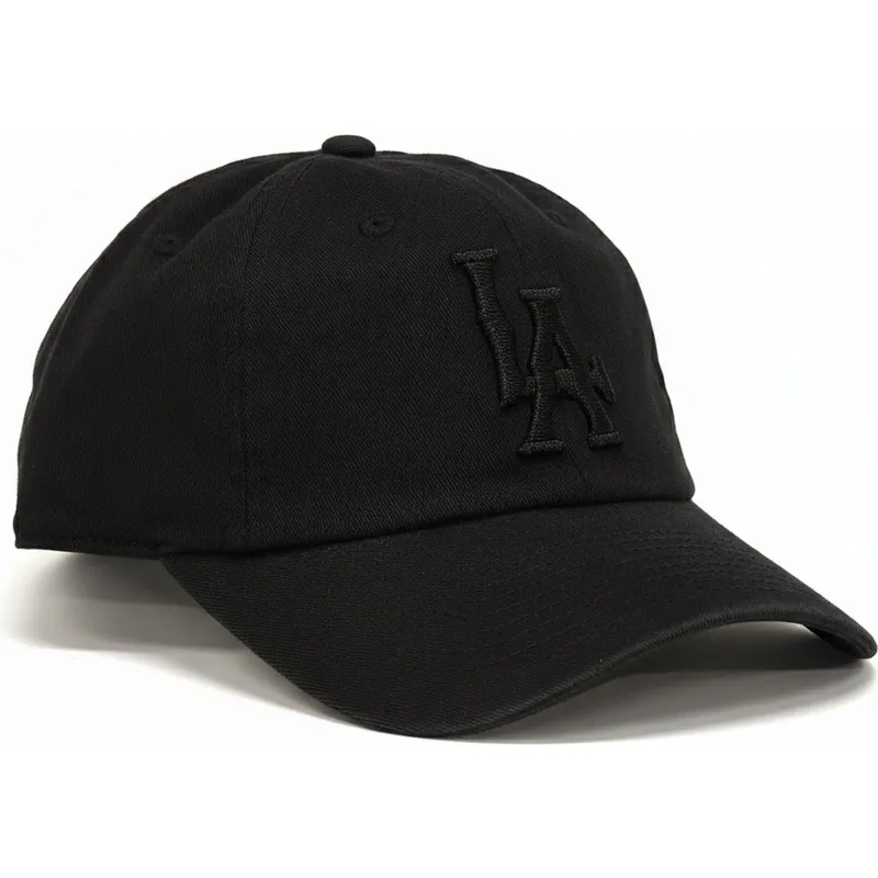 bone-curvo-preto-ajustavel-com-logo-preto-los-angeles-dodgers-ballpark-da-american-needle