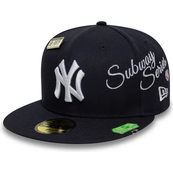 Boné plano azul marinho justo 59FIFTY Subway Series da New York Yankees MLB da New Era