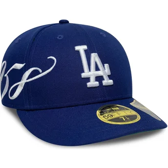 Boné curvo azul justo 59FIFTY Low Profile Precurved Est Script da Los Angeles Dodgers MLB da New Era