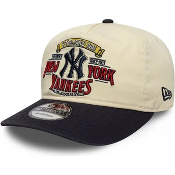 Boné curvo bege e azul marinho ajustável 19TWENTY Washed Graphic da New York Yankees MLB da New Era
