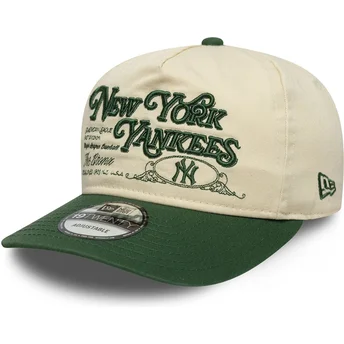 Boné curvo bege e verde ajustável 19TWENTY Washed Graphic da New York Yankees MLB da New Era