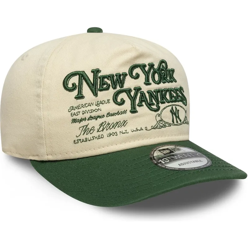 bone-curvo-bege-e-verde-ajustavel-19twenty-washed-graphic-da-new-york-yankees-mlb-da-new-era