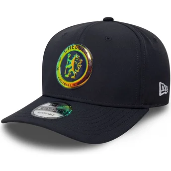Boné curvo azul marinho snapback 9SEVENTY Stretch Snap Iridiscent da Chelsea Football Club Premier League da New Era