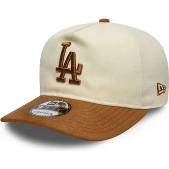Boné curvo bege e castanho ajustável 9FIFTY A Frame Suede Visor da Los Angeles Dodgers MLB da New Era
