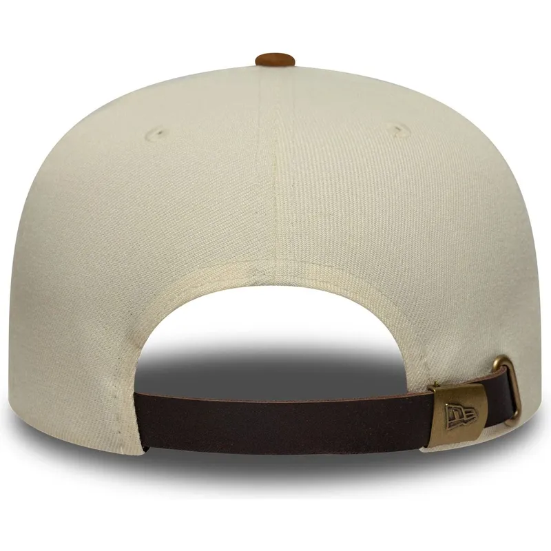 bone-curvo-bege-e-castanho-ajustavel-9fifty-a-frame-suede-visor-da-los-angeles-dodgers-mlb-da-new-era