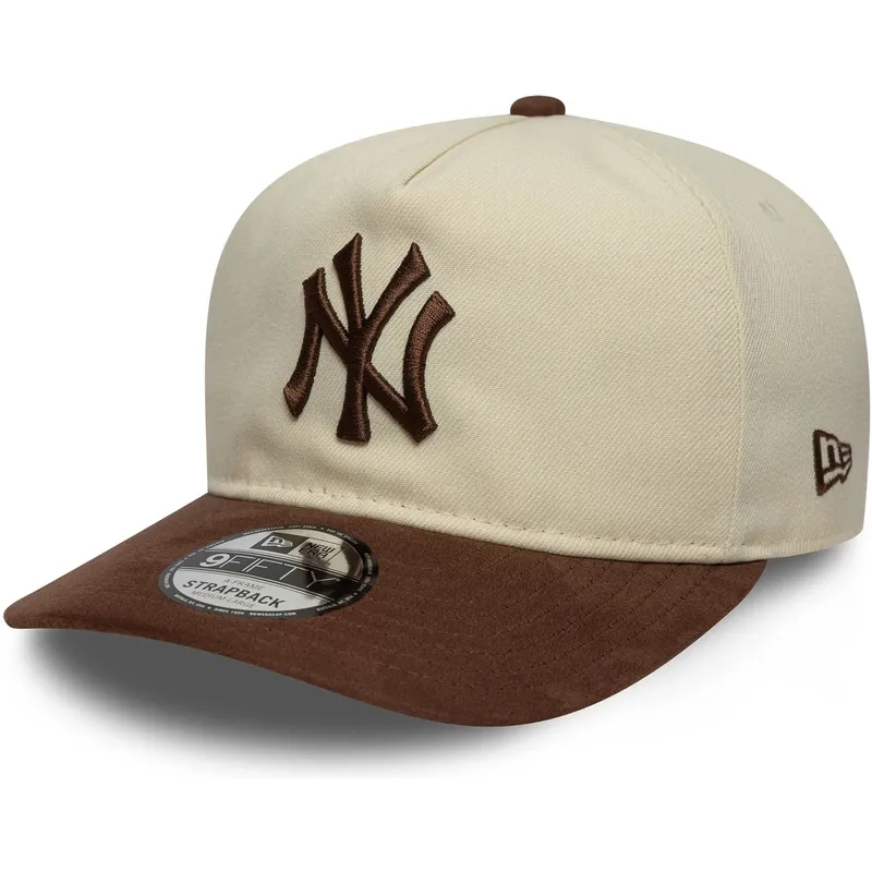 bone-curvo-bege-e-castanho-ajustavel-9fifty-a-frame-suede-visor-da-new-york-yankees-mlb-da-new-era