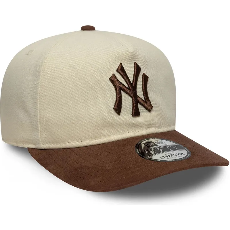 bone-curvo-bege-e-castanho-ajustavel-9fifty-a-frame-suede-visor-da-new-york-yankees-mlb-da-new-era