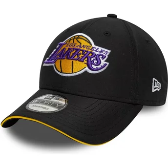Boné curvo preto ajustável 9FORTY Microfibre da Los Angeles Lakers NBA da New Era