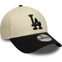 bone-curvo-bege-e-preto-ajustavel-9forty-colour-block-da-los-angeles-dodgers-mlb-da-new-era