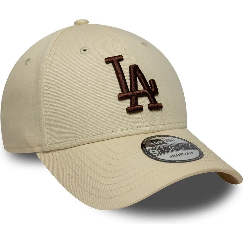 bone-curvo-bege-ajustavel-com-logo-castanho-9forty-league-essential-da-los-angeles-dodgers-mlb-da-new-era