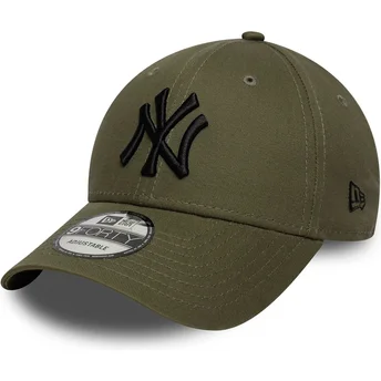 Boné curvo verde ajustável com logo preto 9FORTY League Essential da New York Yankees MLB da New Era