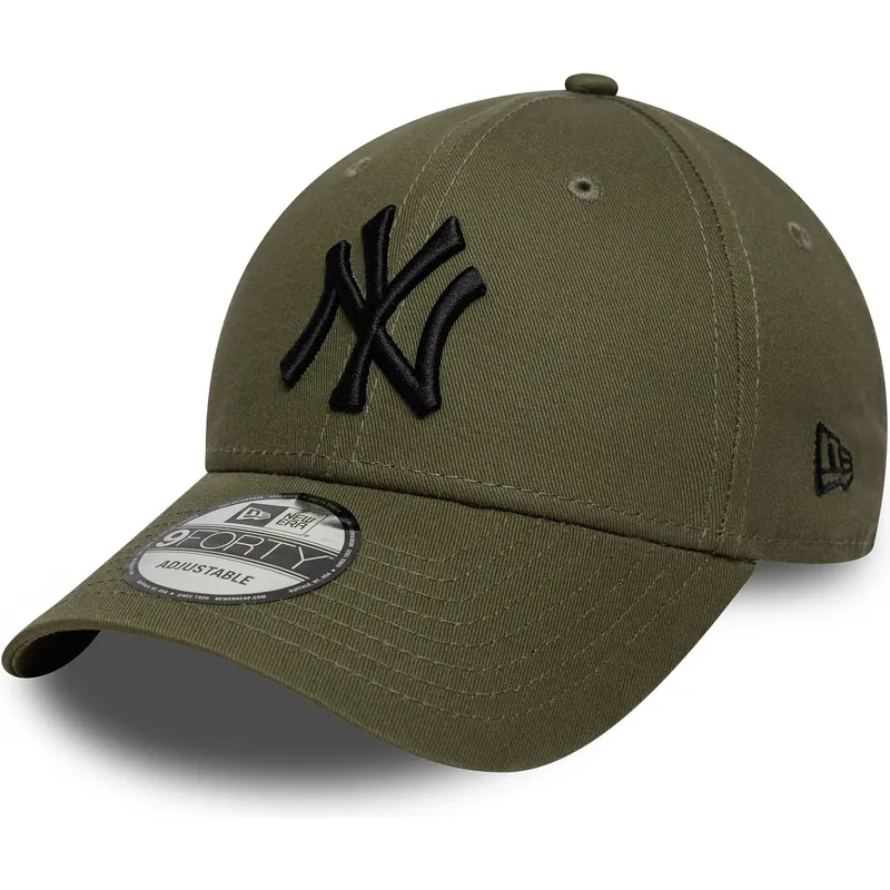 bone-curvo-verde-ajustavel-com-logo-preto-9forty-league-essential-da-new-york-yankees-mlb-da-new-era