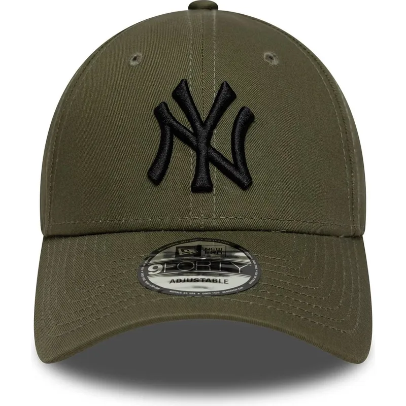 bone-curvo-verde-ajustavel-com-logo-preto-9forty-league-essential-da-new-york-yankees-mlb-da-new-era