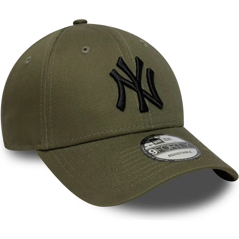 bone-curvo-verde-ajustavel-com-logo-preto-9forty-league-essential-da-new-york-yankees-mlb-da-new-era