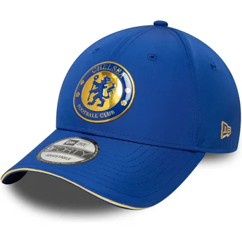 Boné curvo azul ajustável 9FORTY Retro da Chelsea Football Club Premier League da New Era