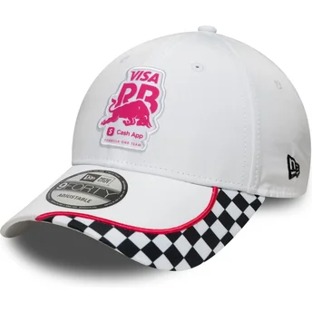 Boné curvo branco snapback 9FORTY Checkerboard da Racing Bulls F1 Team Formula 1 da New Era