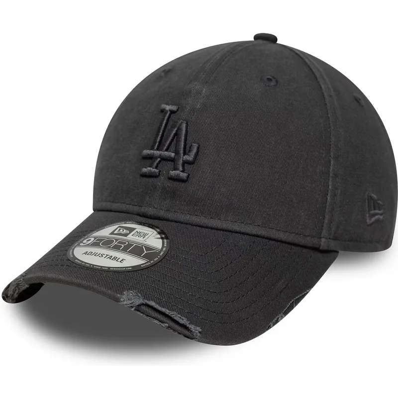 bone-curvo-cinza-ajustavel-com-logo-cinza-9forty-wash-distress-da-los-angeles-dodgers-mlb-da-new-era