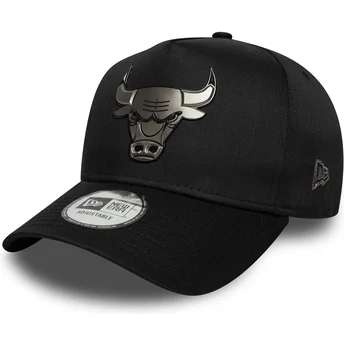 Boné curvo preto snapback 9FORTY E Frame Metallic da Chicago Bulls NBA da New Era
