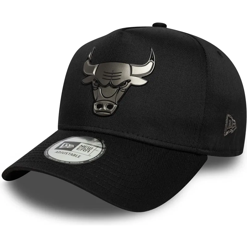 bone-curvo-preto-snapback-9forty-e-frame-metallic-da-chicago-bulls-nba-da-new-era